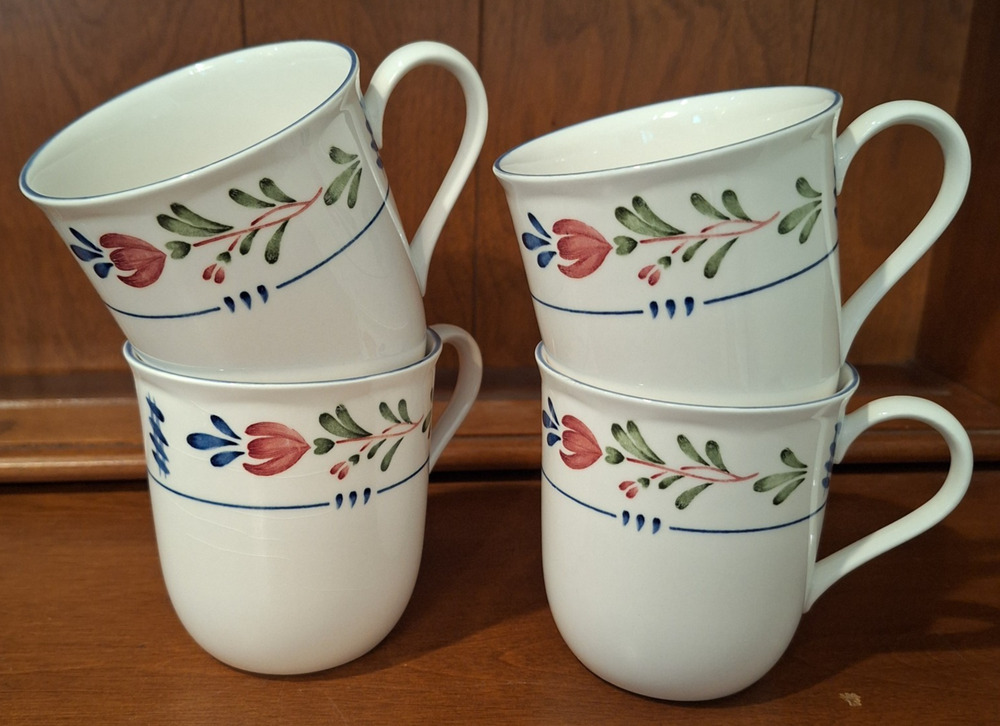 Nikko Provincial Designs Avondale Coffee Mugs Cups Set of Four